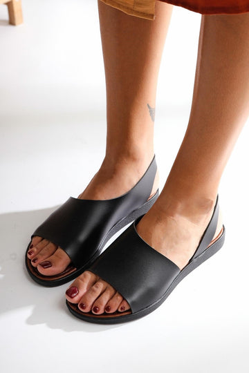 Kaia Black Sandals in Genuine Leather