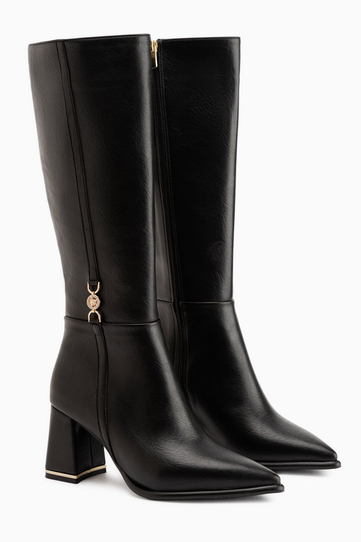 Kris Black Buckle Detailed Women’s Boots