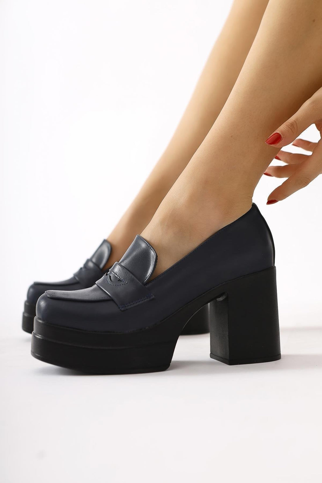 Candace Navy High Heel Platform Shoes