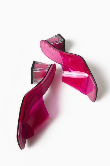 Persa – Fuchsia Transparent-Strap Transparent-Heeled Slide (Women)