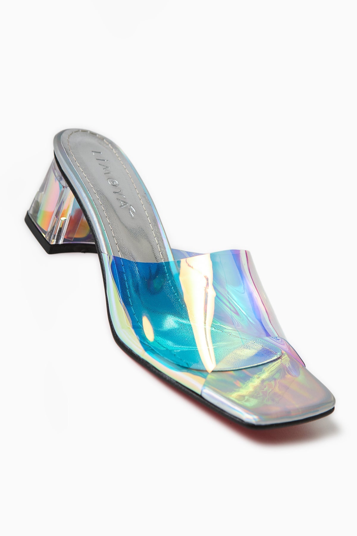 Persa – Silver Transparent-Strap Transparent-Heel Slide (Women)