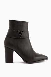Elvia Black Buckled Chunky Heel Boots