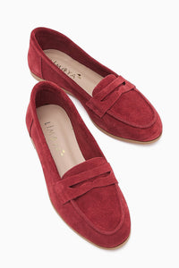 Solina Genuine Leather Burgundy Moccasin Shoes - Comfortable Daily Loafers