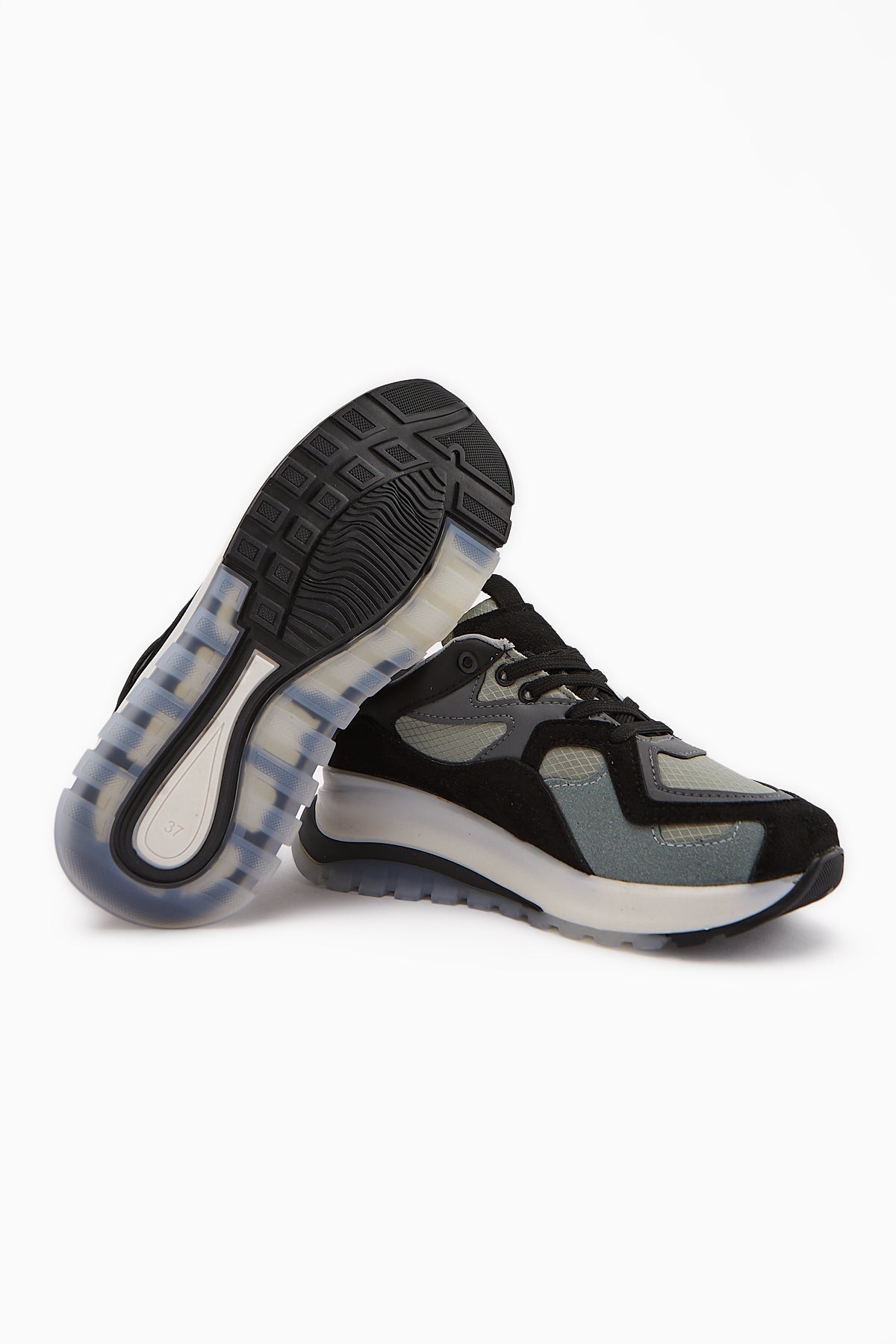 Klara Black Suede High-Soled Women's Sneakers