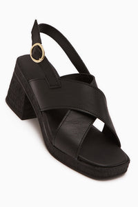 Hena Black Cross Strap Women’s Heeled Sandal