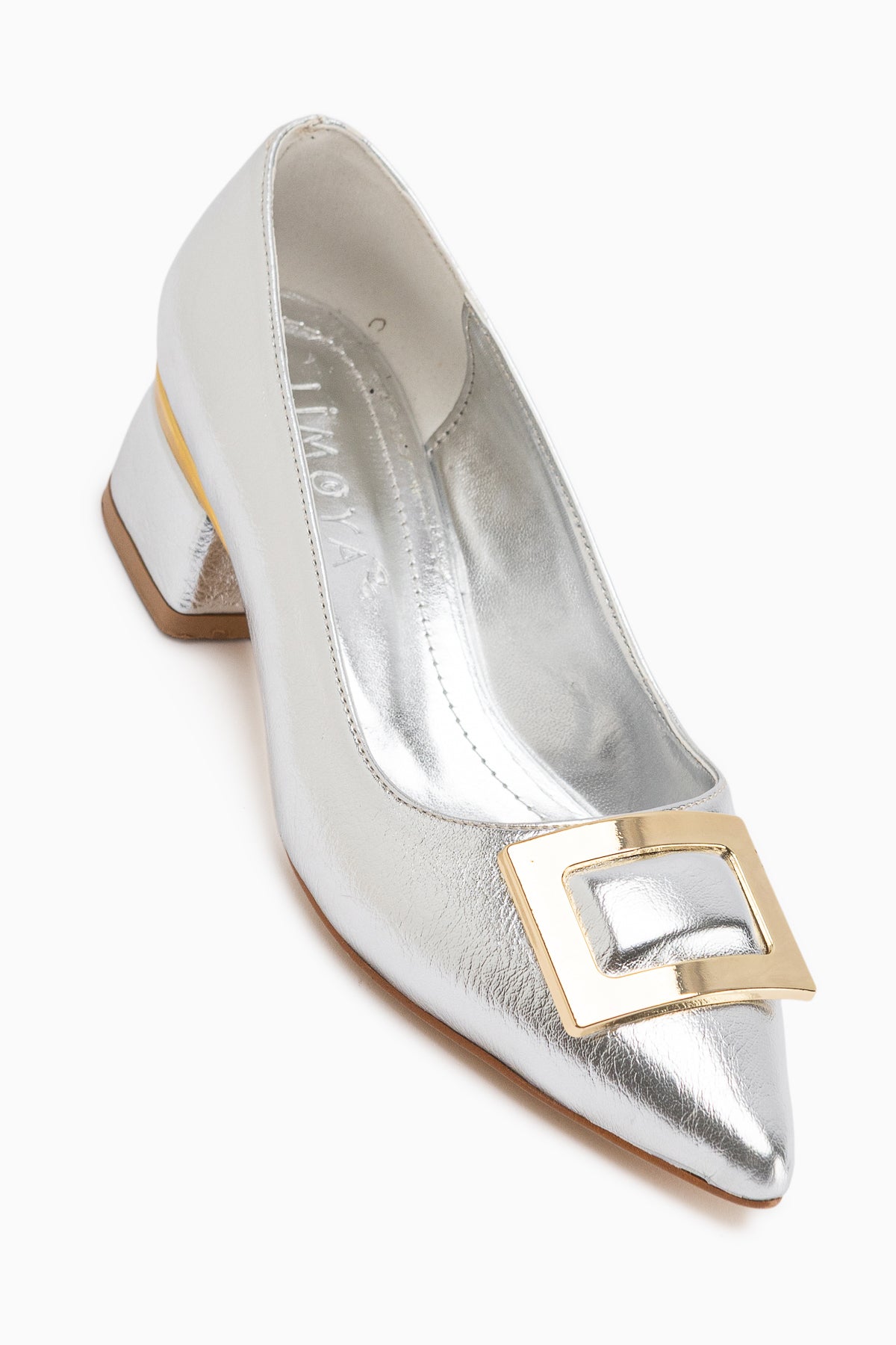 Charoline Silver Buckle Short Heeled Pointed Toe Shoes