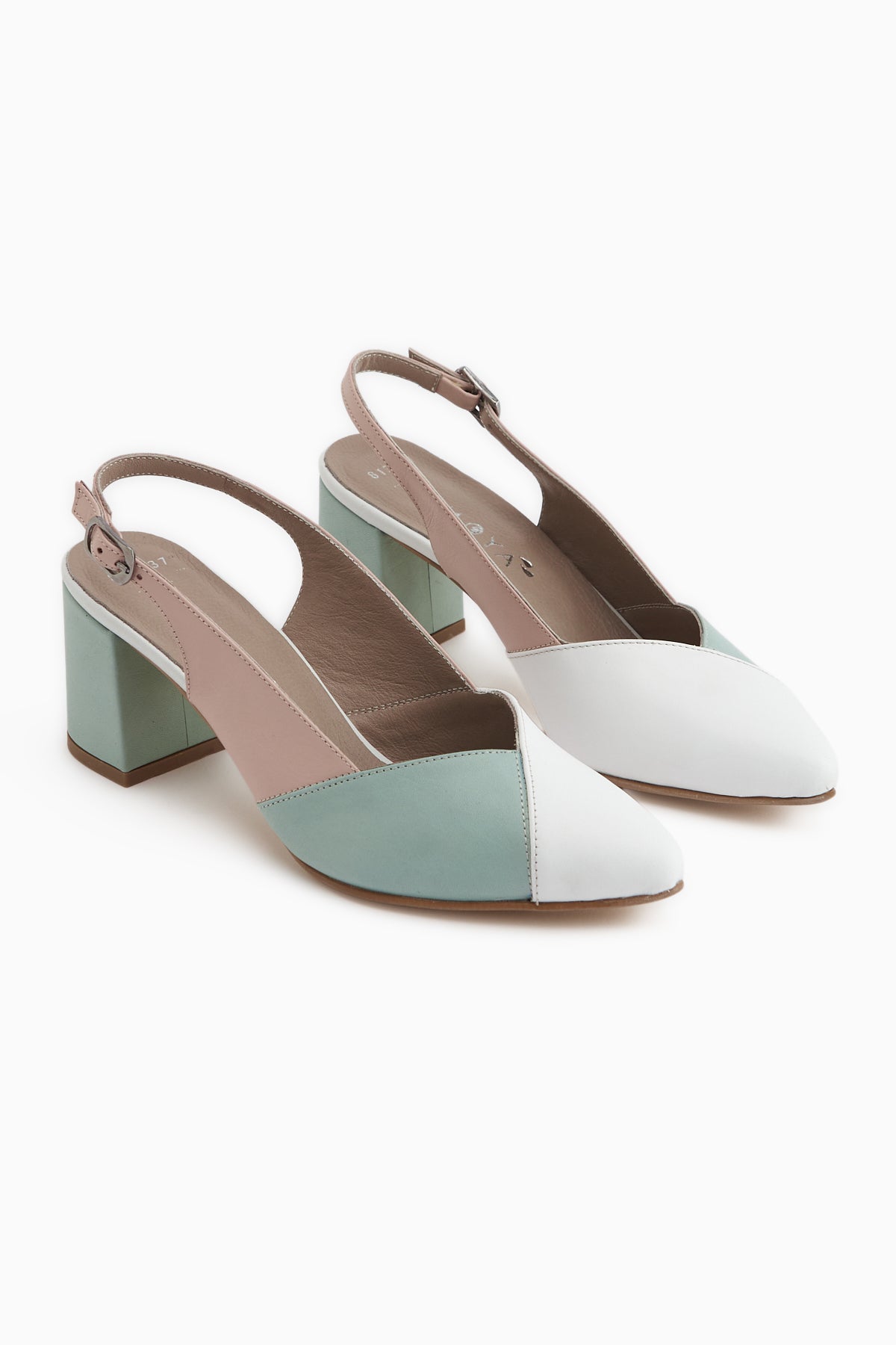 Brenda Genuine Leather White Green Women’s Heeled Sandal