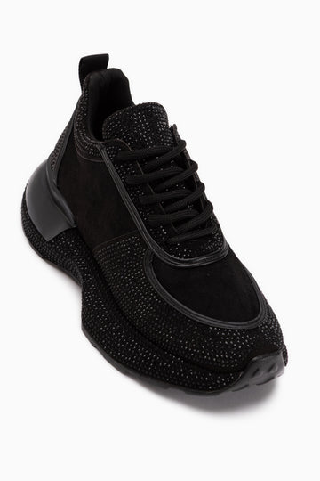 Helena Black Suede Stone Detailed Women’s Sneakers