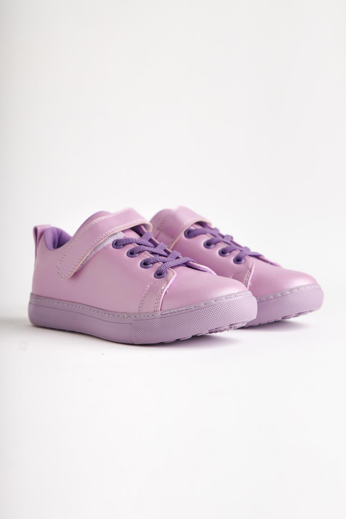 Eve Lilac Lace-Up with Velcro Detail Kids' Athletic Shoes