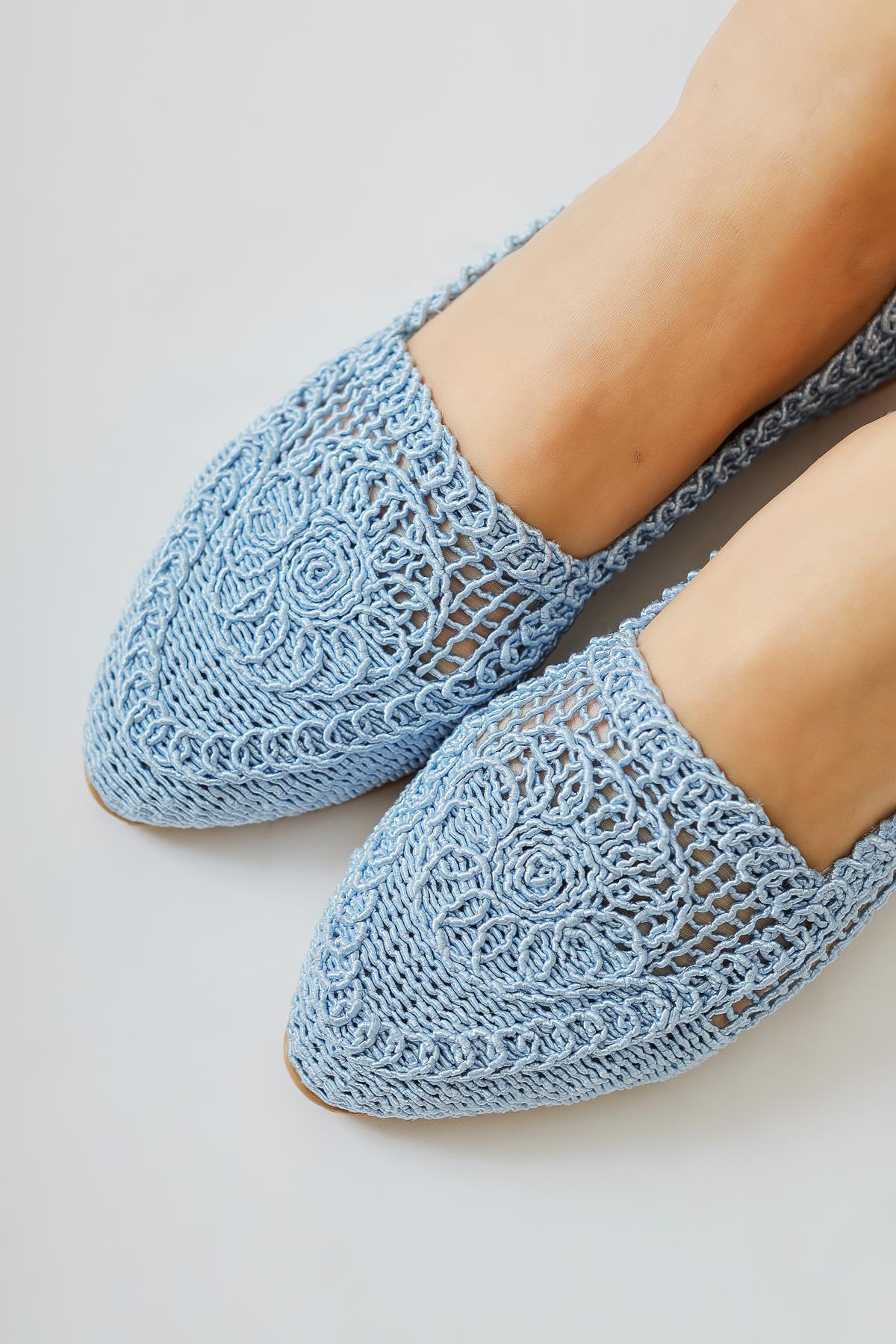 Joka Blue Knitted Ballet Flat