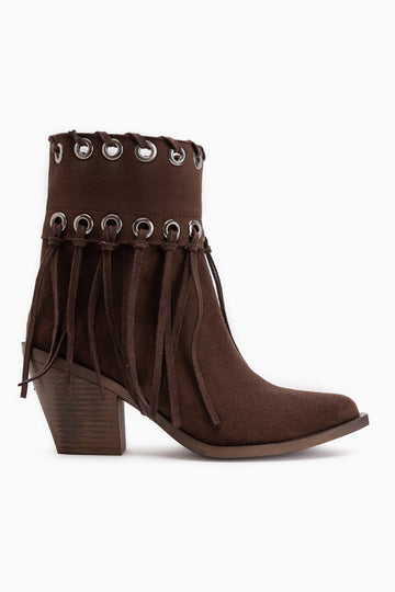 Nessa Suede Fringed Chunky Heeled Women’s Cowboy Boots