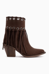 Nessa Suede Fringed Chunky Heeled Women’s Cowboy Boots