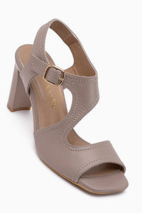 Lucie Genuine Leather Mink Thick Heeled Women’s Sandal