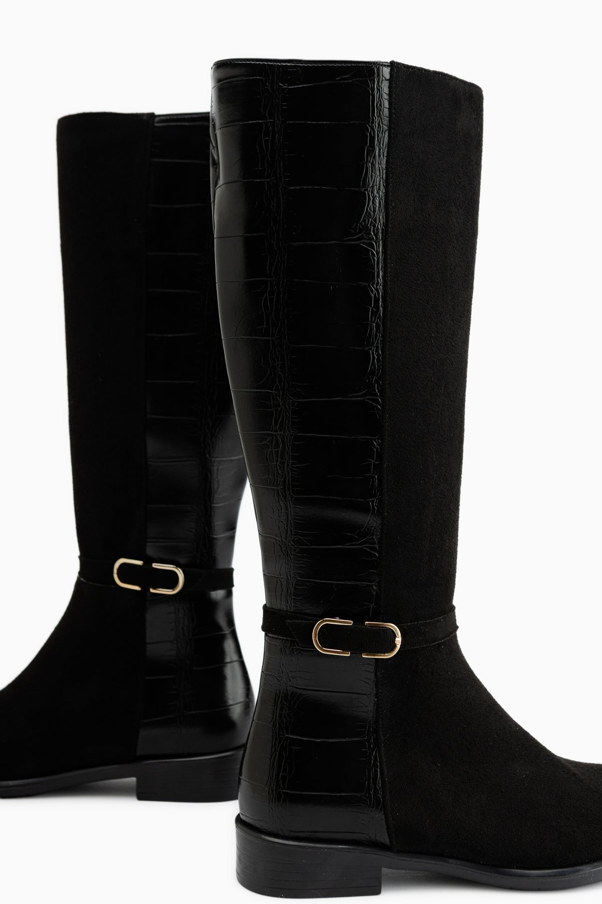 Essie Black Suede Buckled Women’s Boots