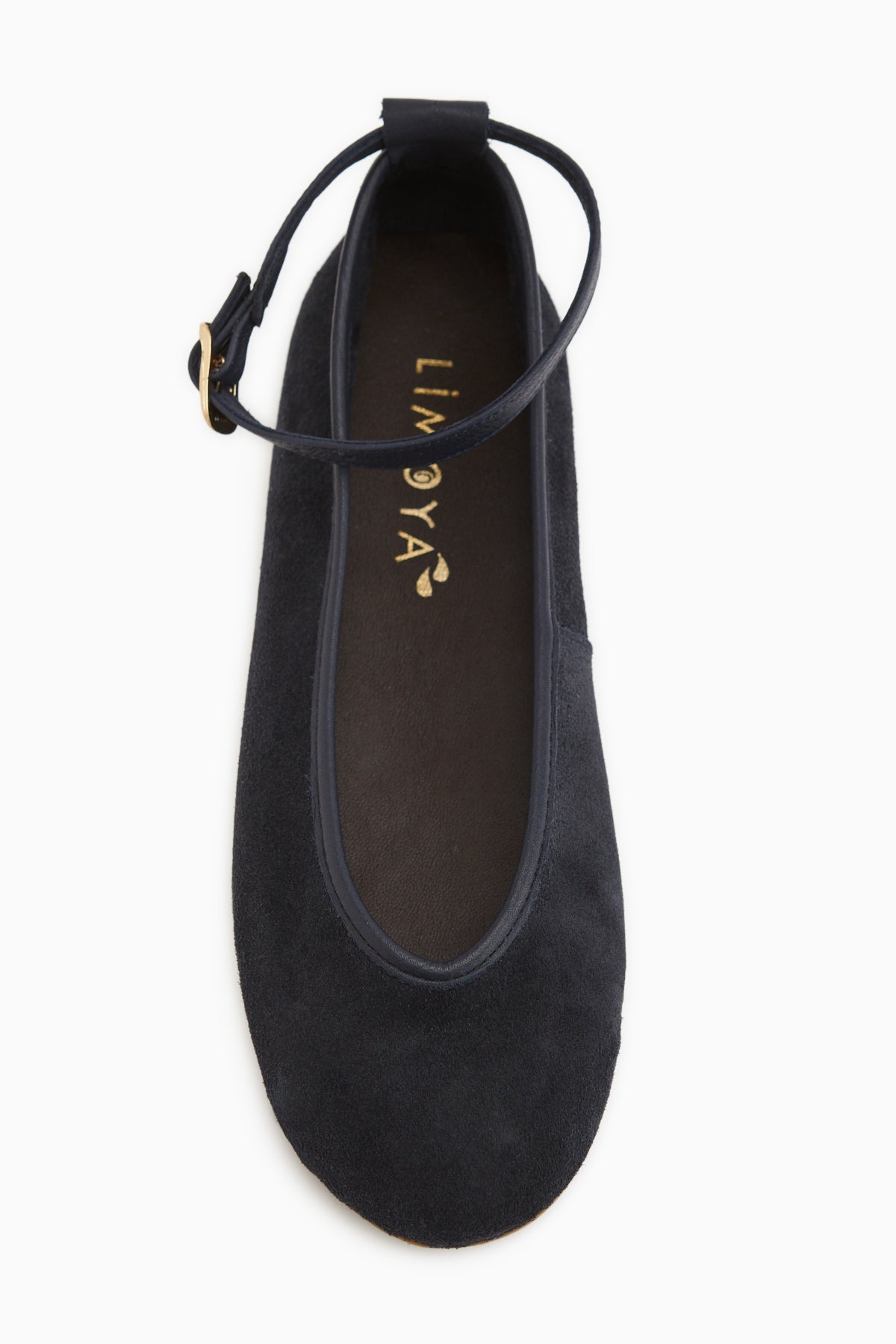 Genuine Leather Dark Navy Suede Belted Women’s Ballet Flats