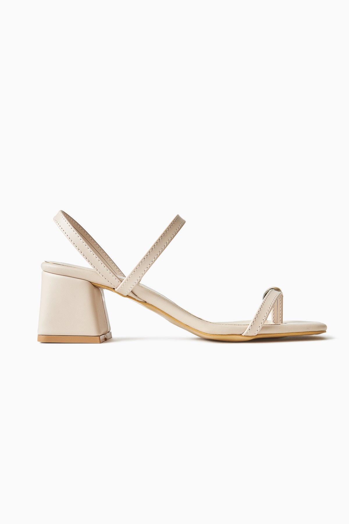 Selenya Beige Thong Sandals with Buckle Detail for Women