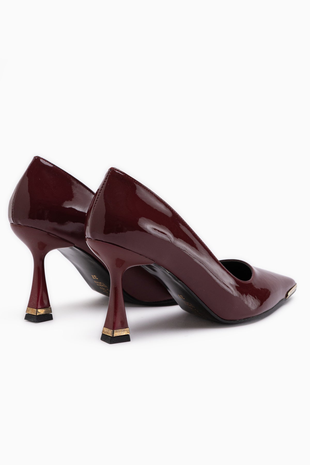 Sydney Burgundy Patent Stone Detailed Women’s Heeled Shoes