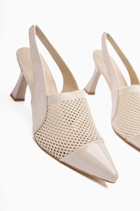 Mayada – Nude Patent Closed-Toe Heeled Sandal (Women)