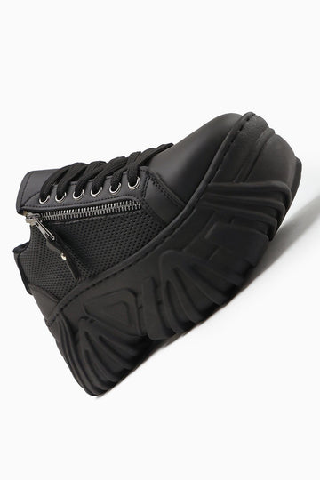 Betty – Black Platform Zipper-Detail Sneakers (Women)
