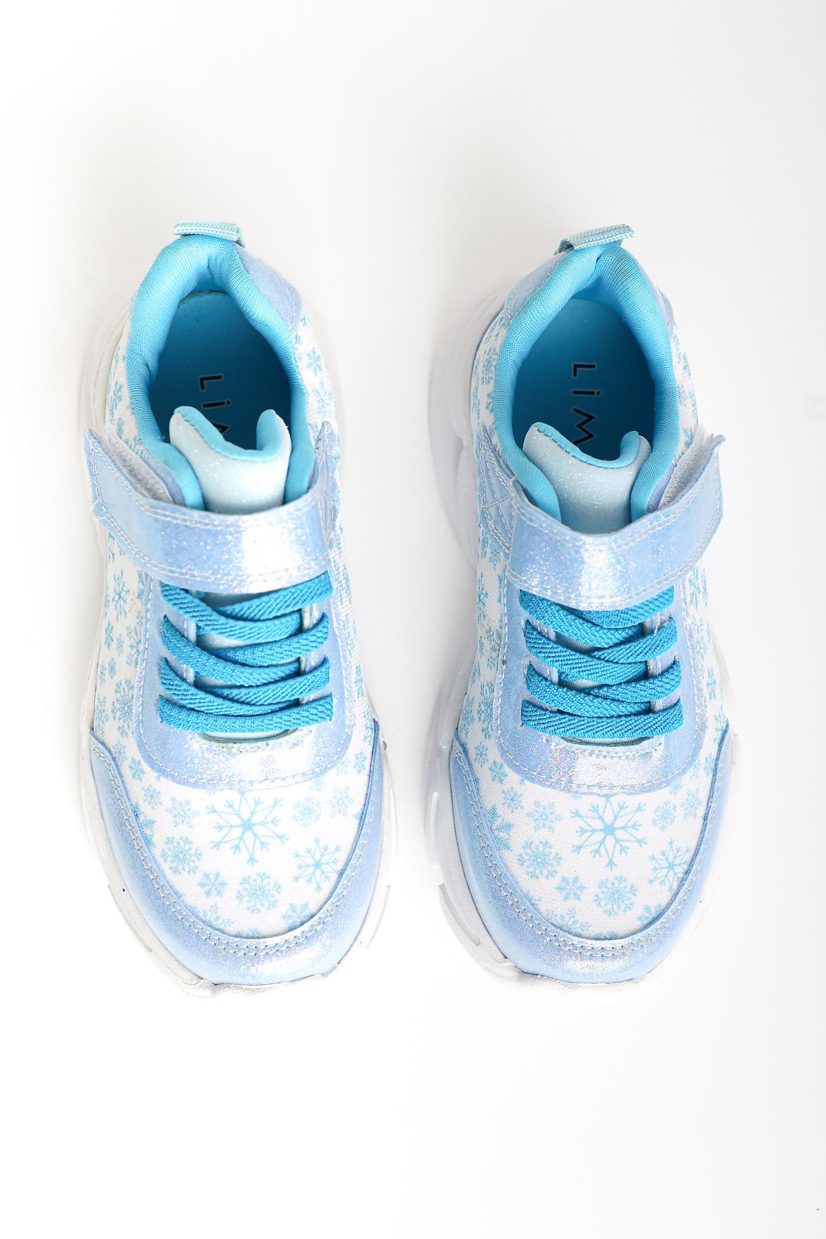 Janne Blue Snow Themed Light-Up Kids' Athletic Shoe