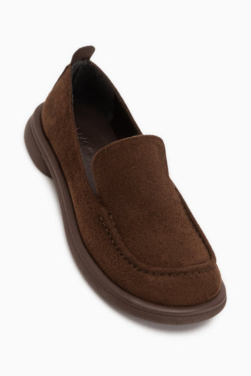 Greta Kahve Süet Kalın Taban Kadın Loafer