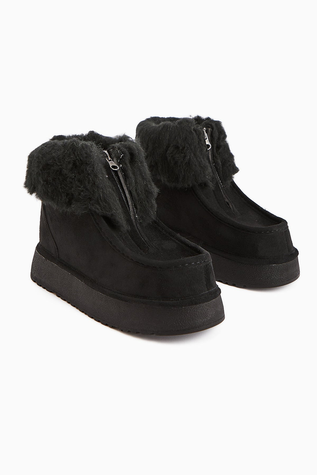 Erva – Black Suede, Fur-Lined Boot (Women)