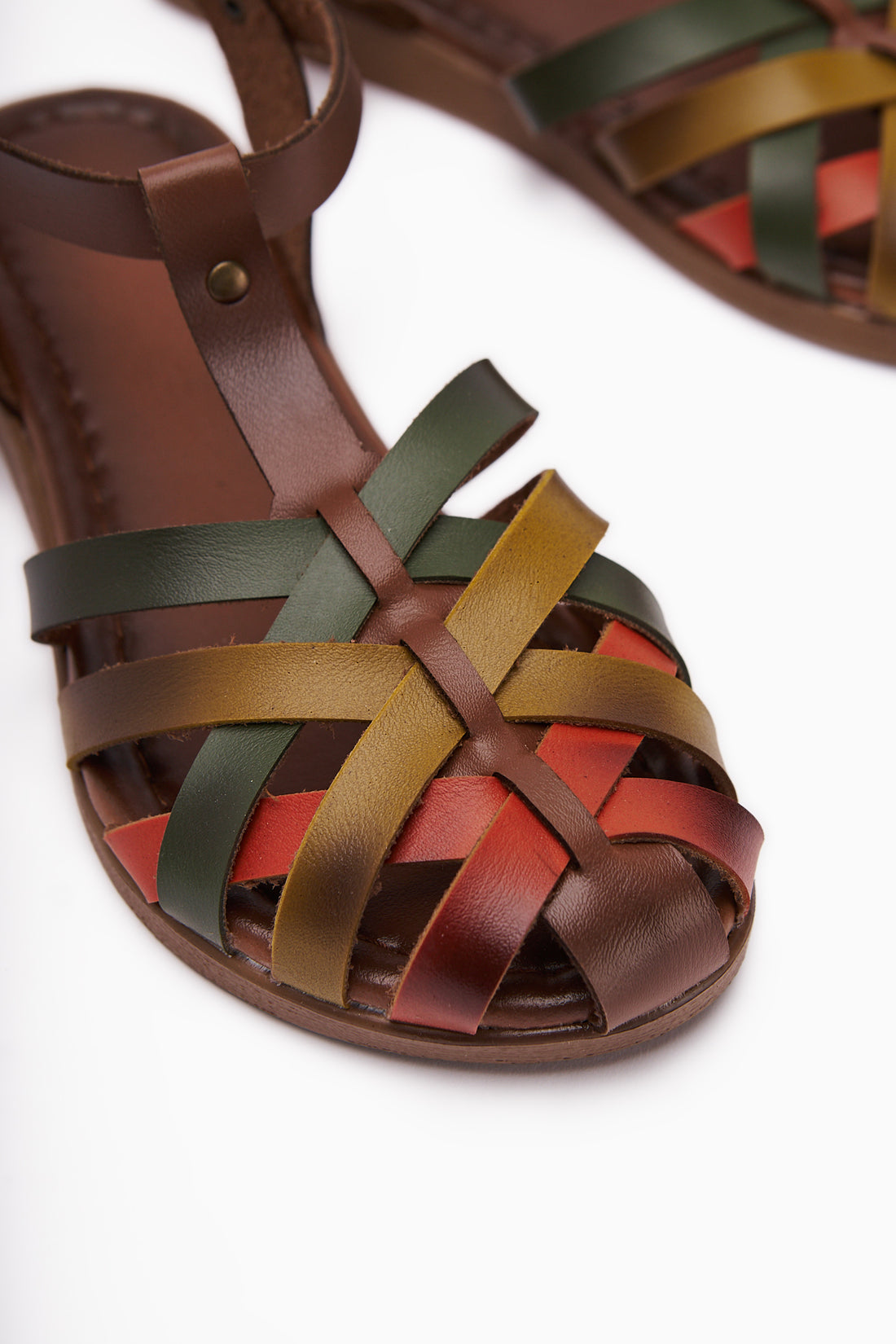 Genuine Leather Agi Tan Cross Woven Strap Women’s Sandal