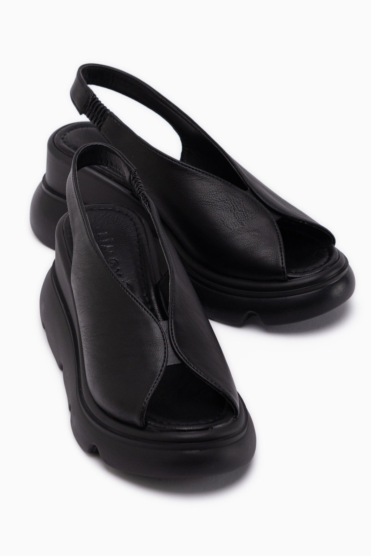 Tilda Black Elastic Platform Heeled Sandal