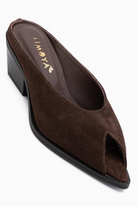 Rinesa Genuine Leather Brown Heeled Women’s Slippers