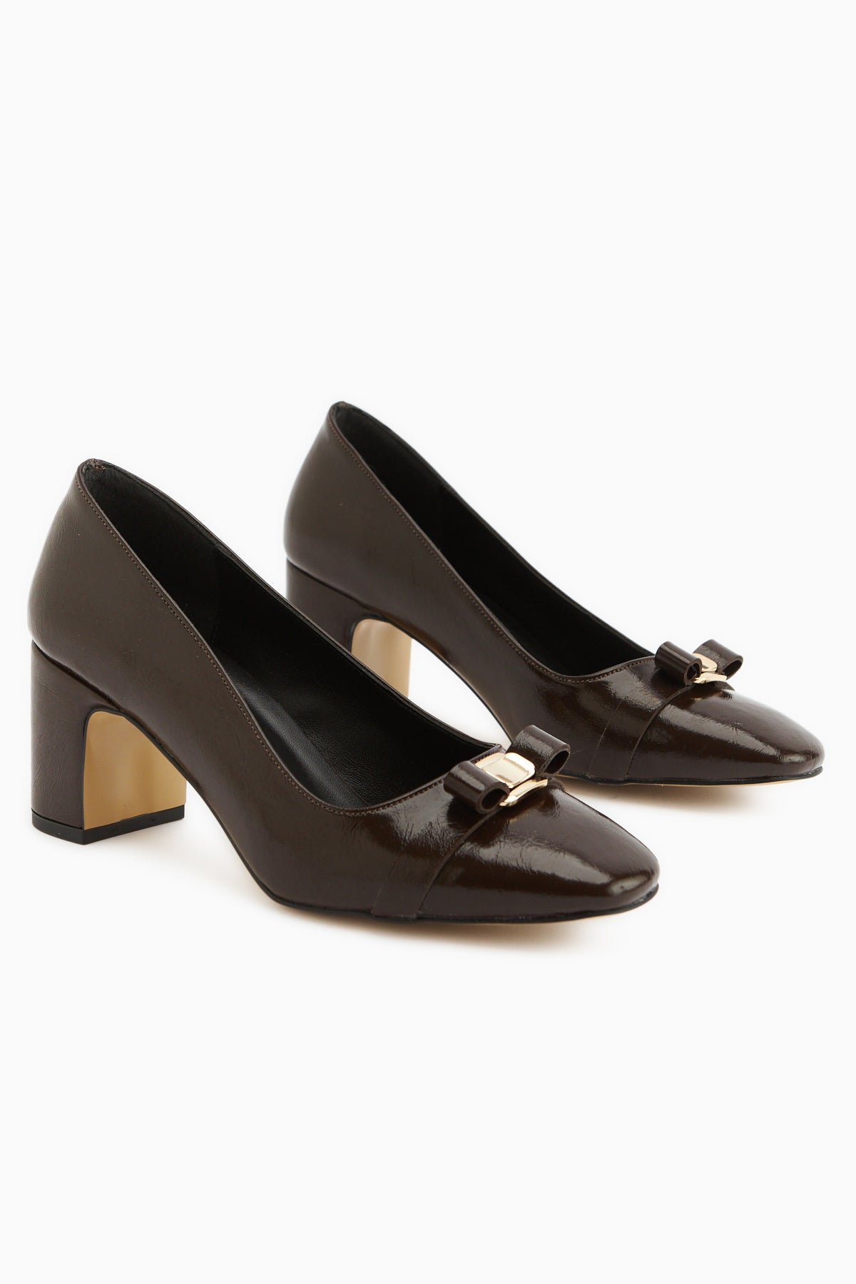 Lois Brown Buckled Square Toe Women’s Heeled Shoes