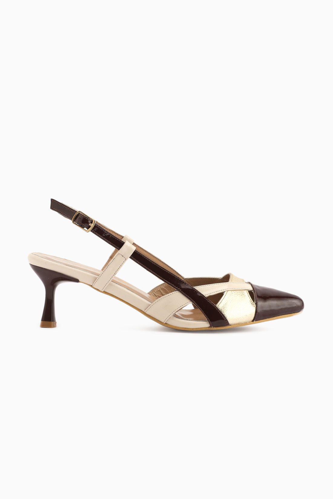 Merry Genuine Leather Beige Closed Toe Women’s Heeled Shoes
