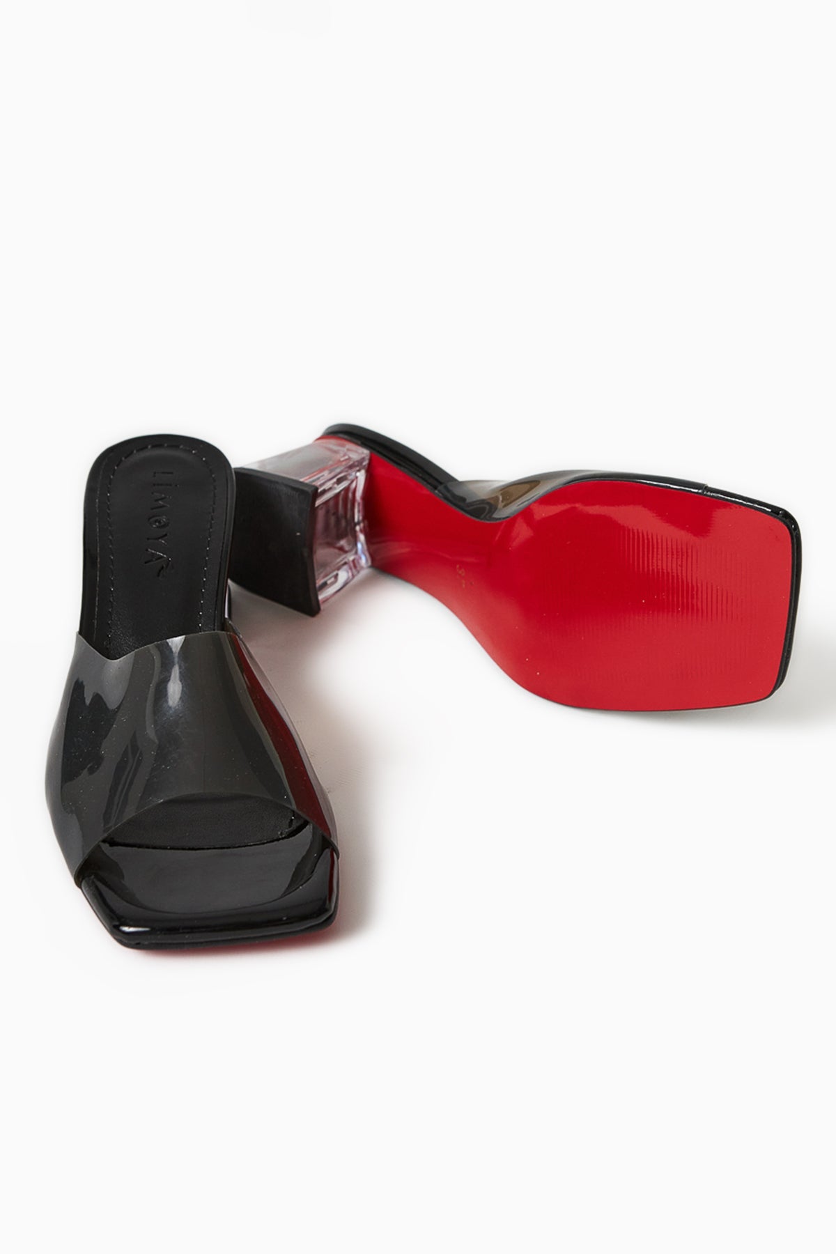 Persa – Black Transparent-Strap Transparent-Heel Slide (Women)