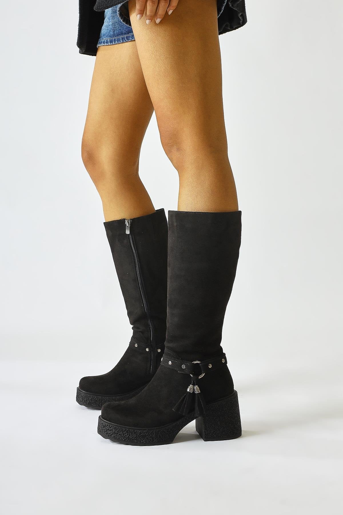 Kenzie Black Suede Ankle Detail Boot