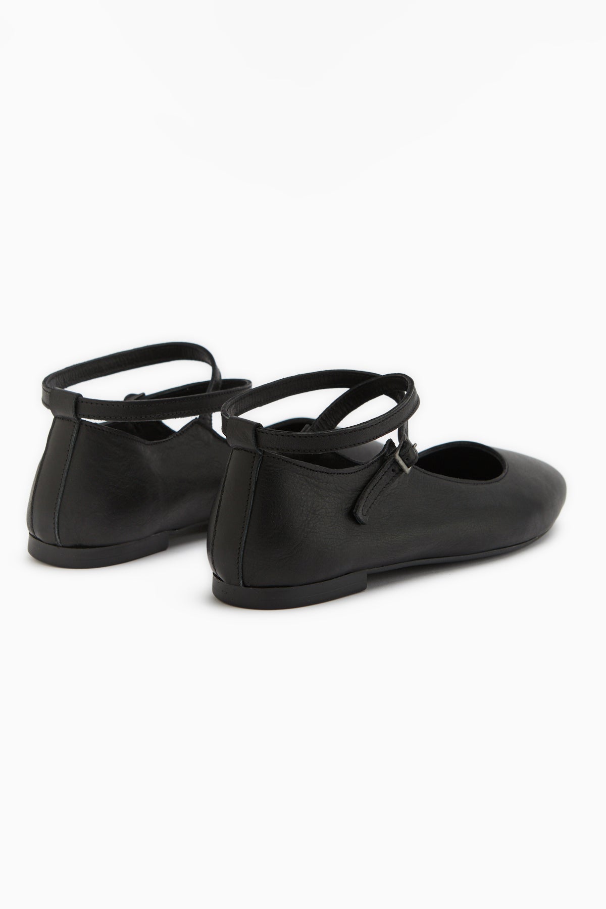 Genuine Leather Black Cross Strap Women’s Ballet Flats