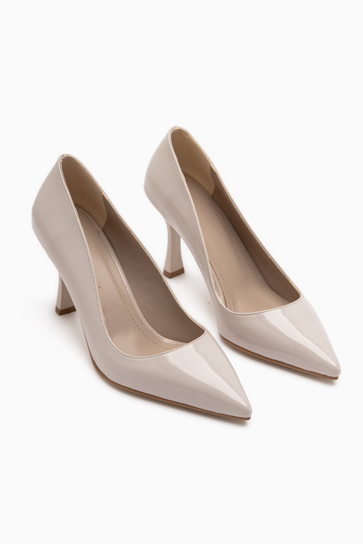 Dolly Beige Patent Stiletto Women’s Heeled Shoes