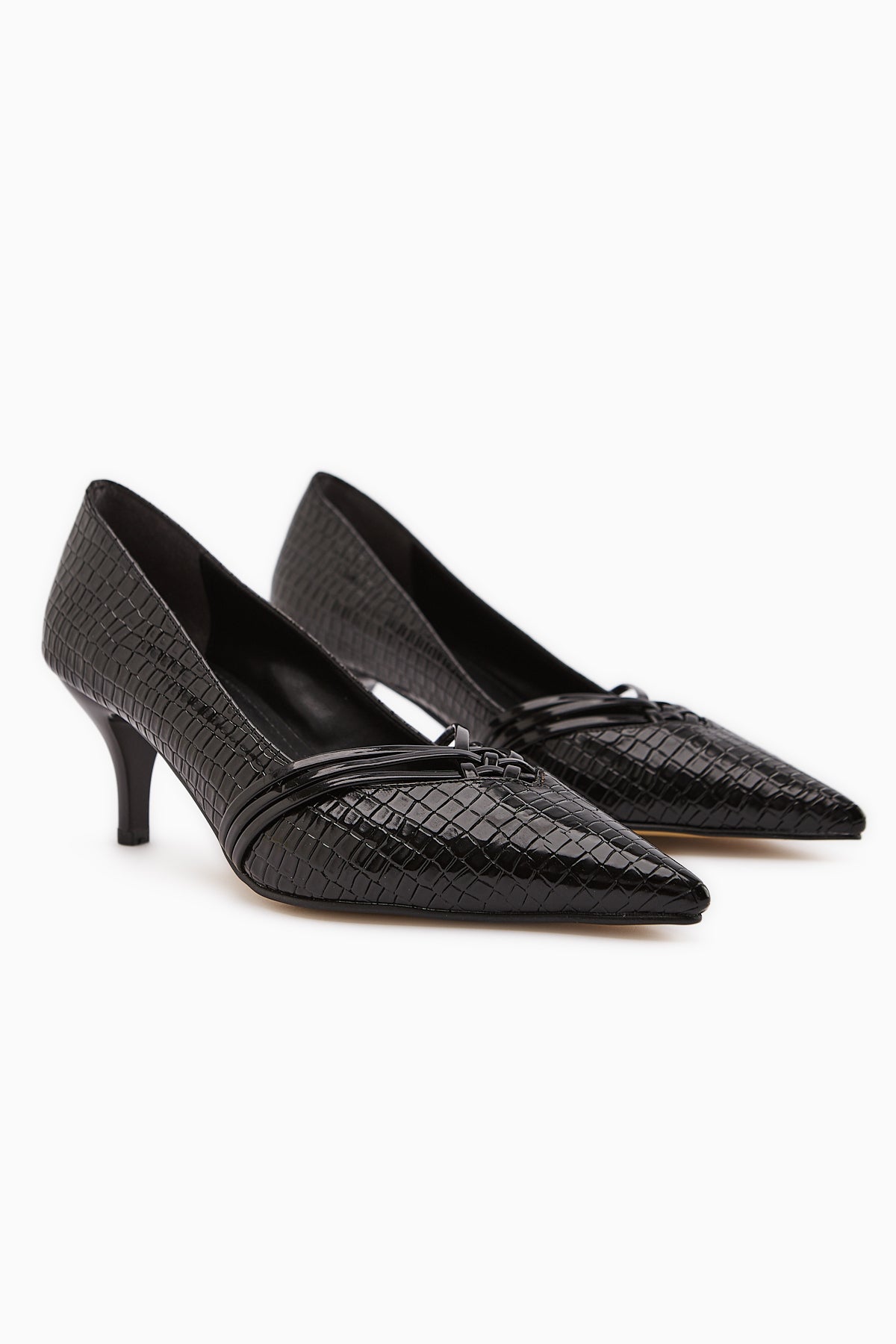 Riyam – Black Croc-Embossed Stiletto (Women)