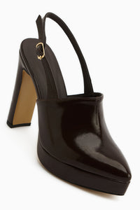 Marlen Brown Pointed Toe Slingback Platform Heeled Women’s Shoes