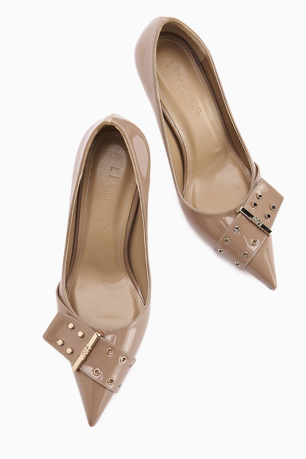 Sven Beige Patent Detailed Women’s Heeled Shoes