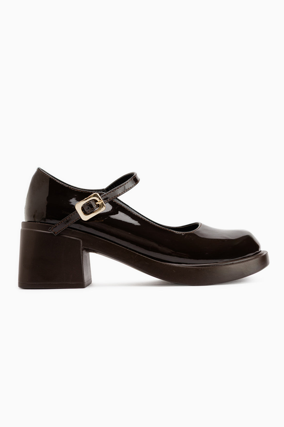 Mirka Brown Patent Strap Women’s Loafer Shoes