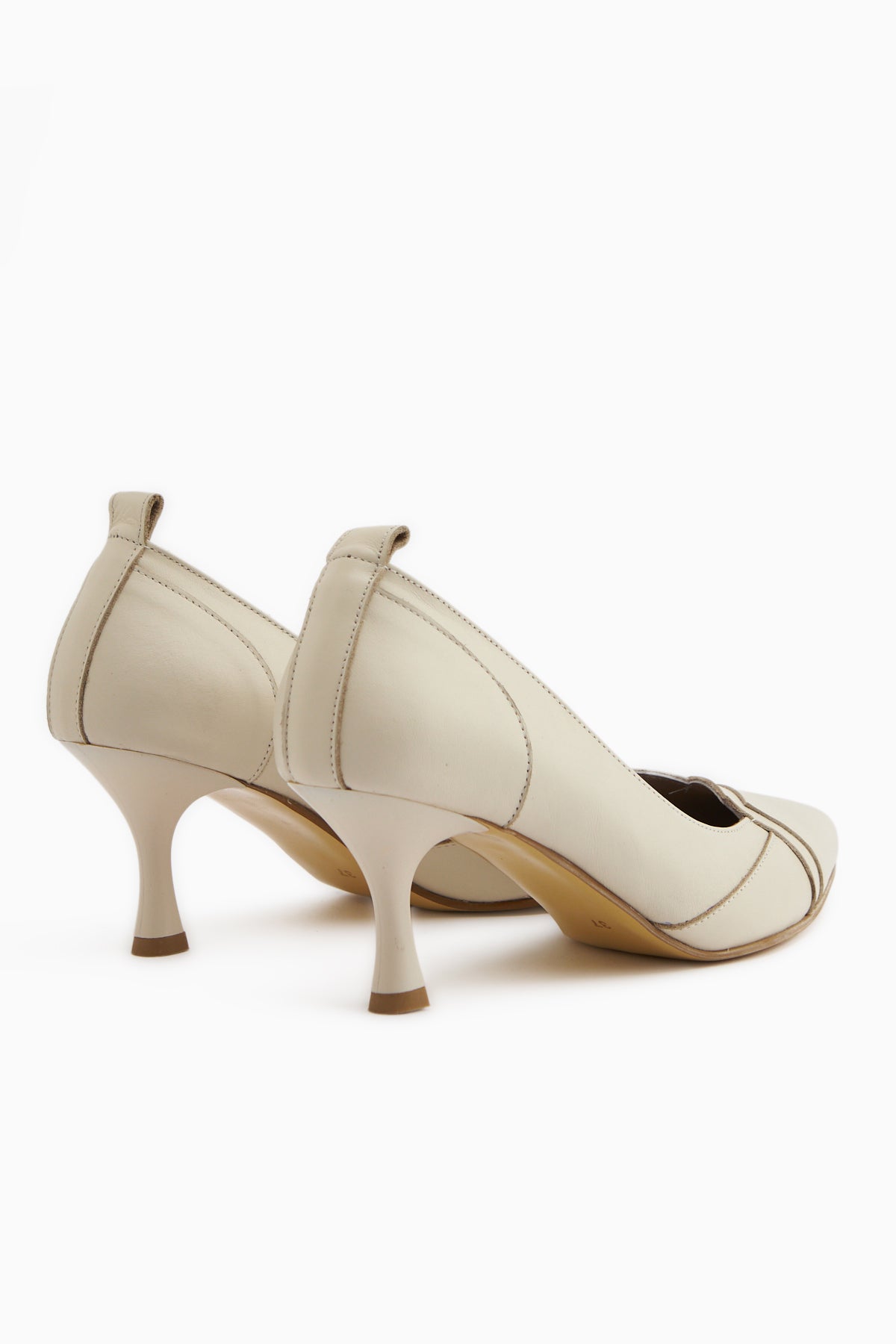 Mirella Genuine Leather Beige Women’s Heeled Shoes