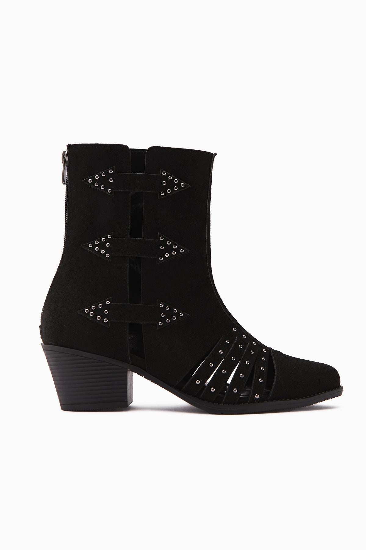 Mayra – Black Suede Studded Back-Zip Western Summer Boot (Women)