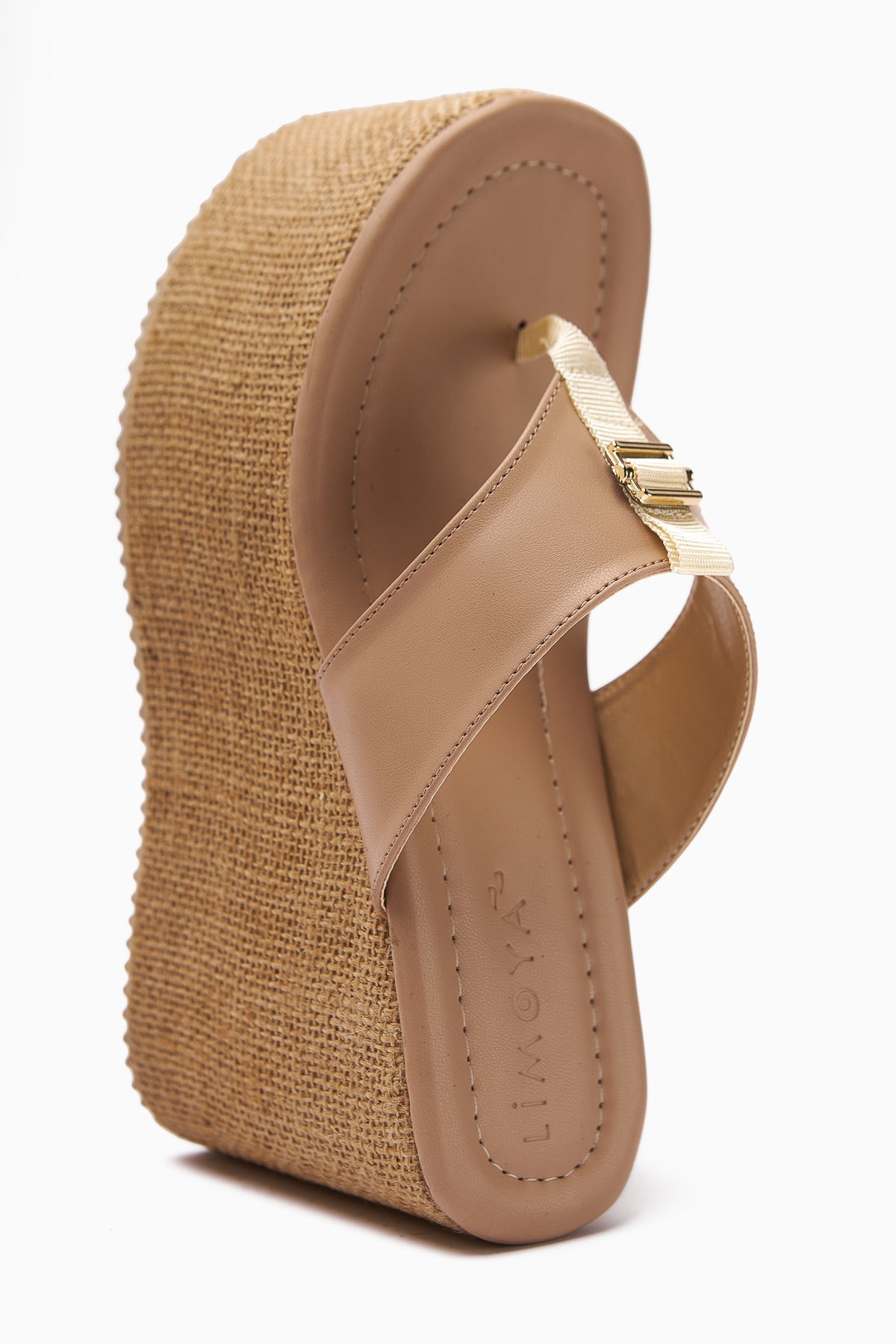 Tania Nude Toe-Post Straw-Soled Wedge Women's Slippers