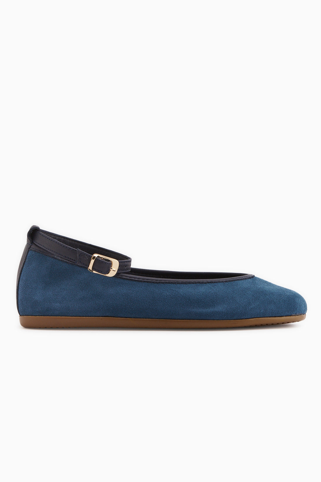 Genuine Leather Navy Suede Belted Women’s Ballet Flats