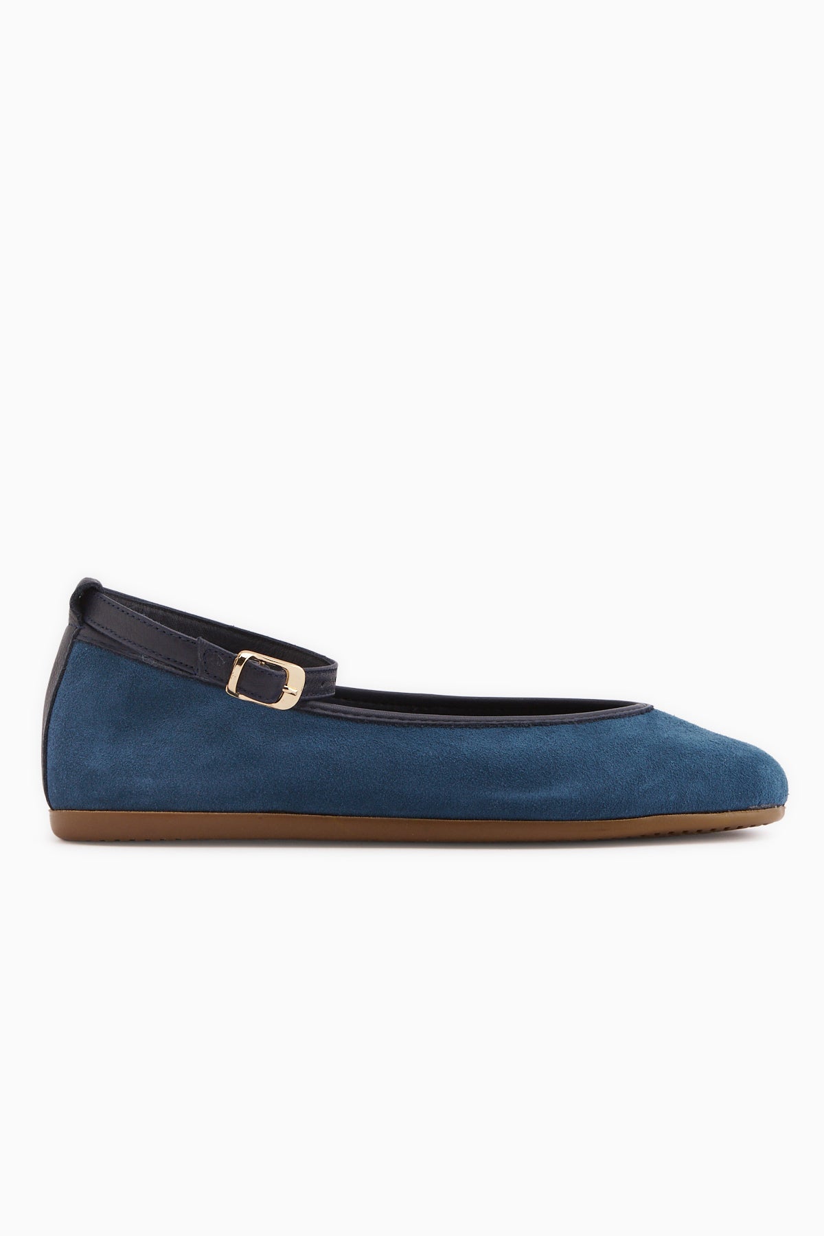 Genuine Leather Navy Suede Belted Women’s Ballet Flats