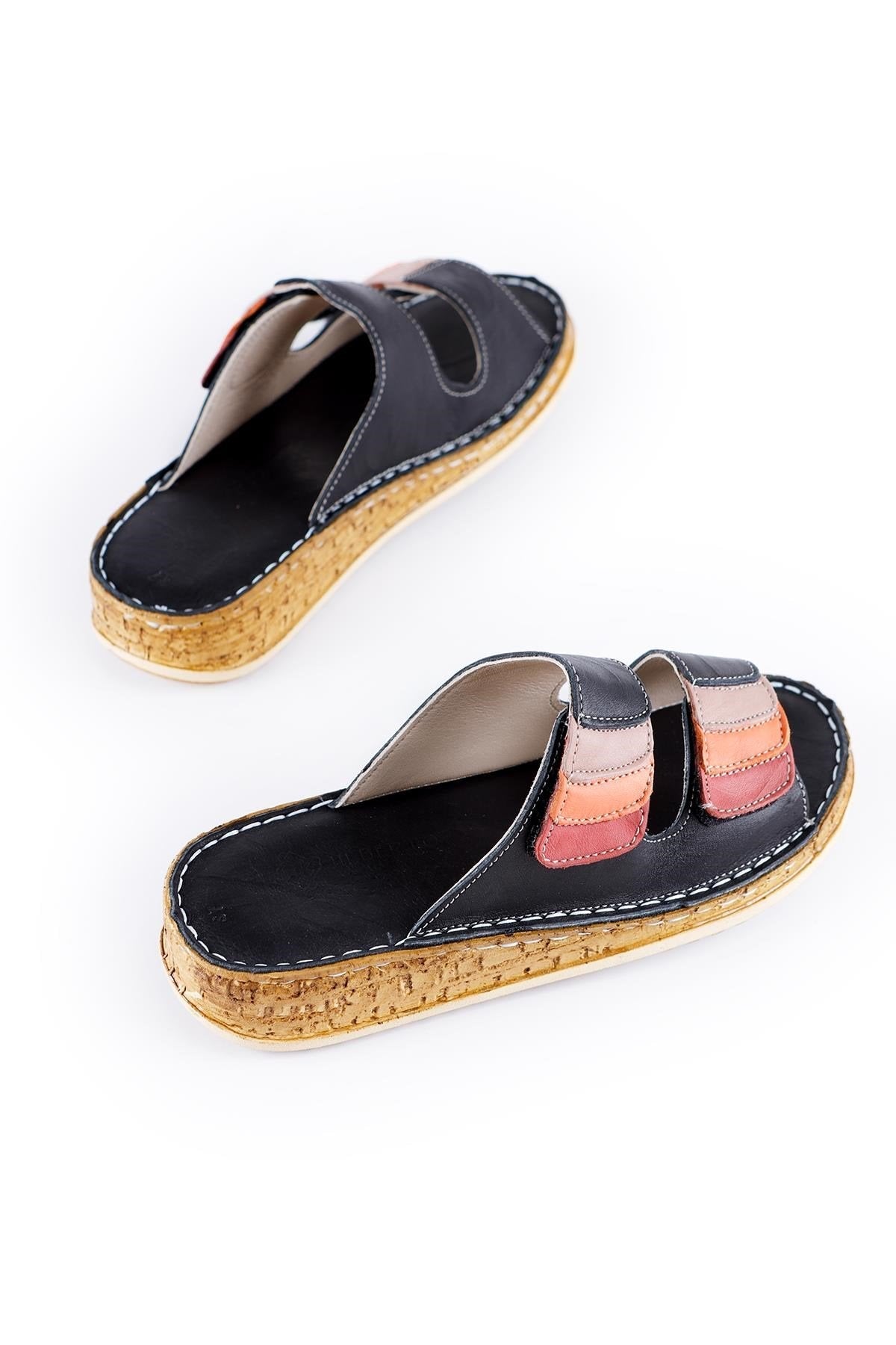 Kassid Genuine Leather Black Comfort Slippers