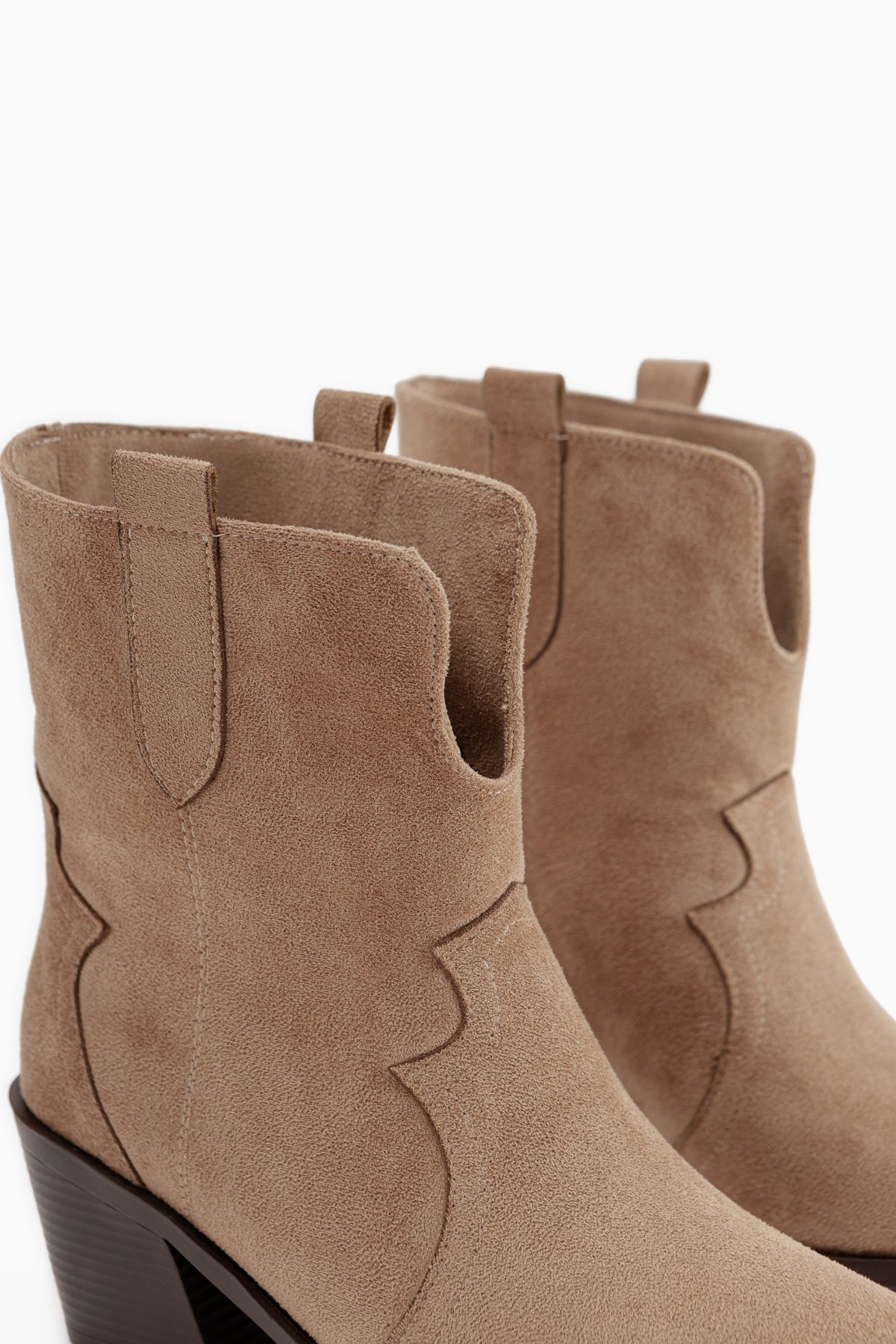 Erica Beige Suede Heeled Western Women’s Boots