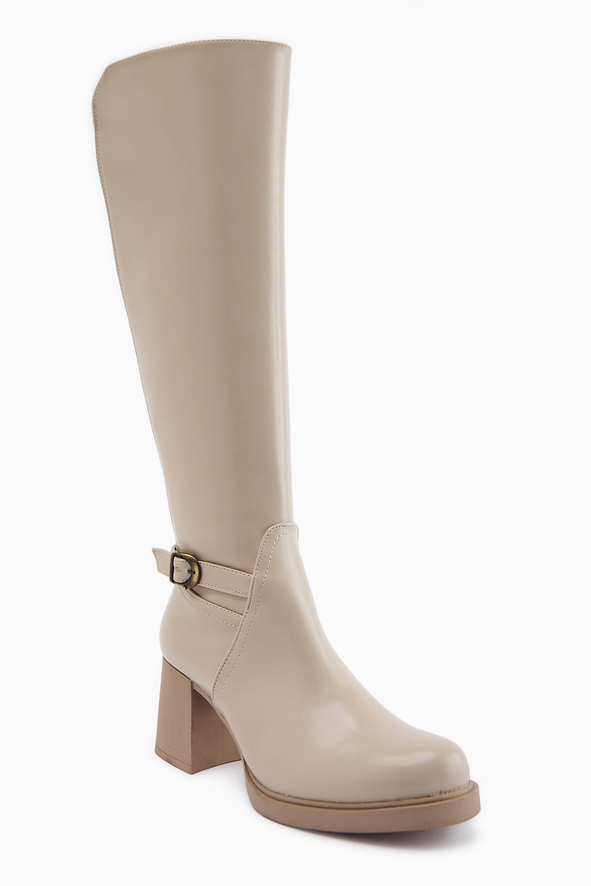 Gerti Beige Heeled Women's Boot