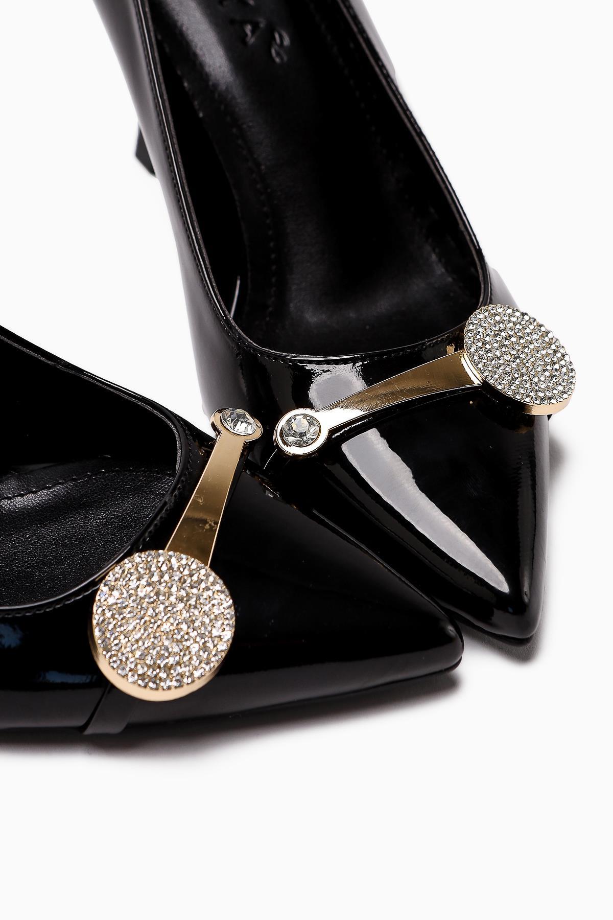 Rafah – Black Patent Stone-Embellished Champagne Heel Women's Shoe (Women)