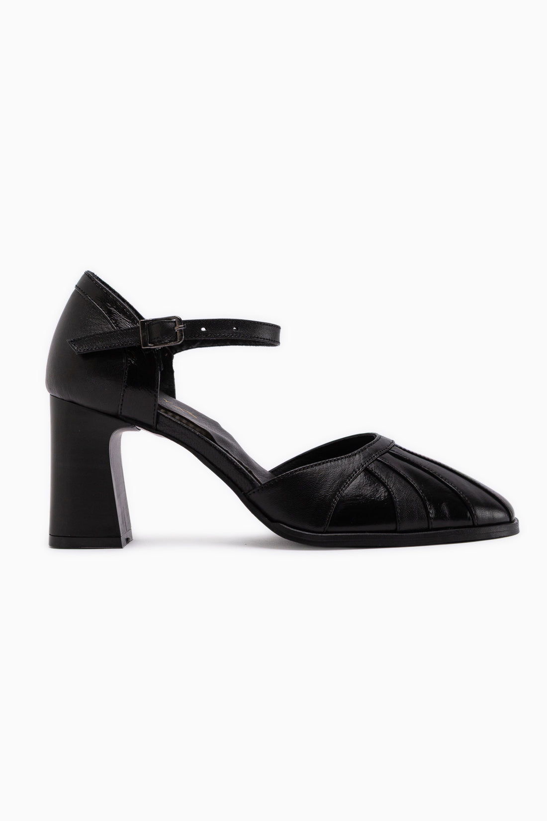 Hira Genuine Leather Black Closed Toe Women’s Heeled Sandal