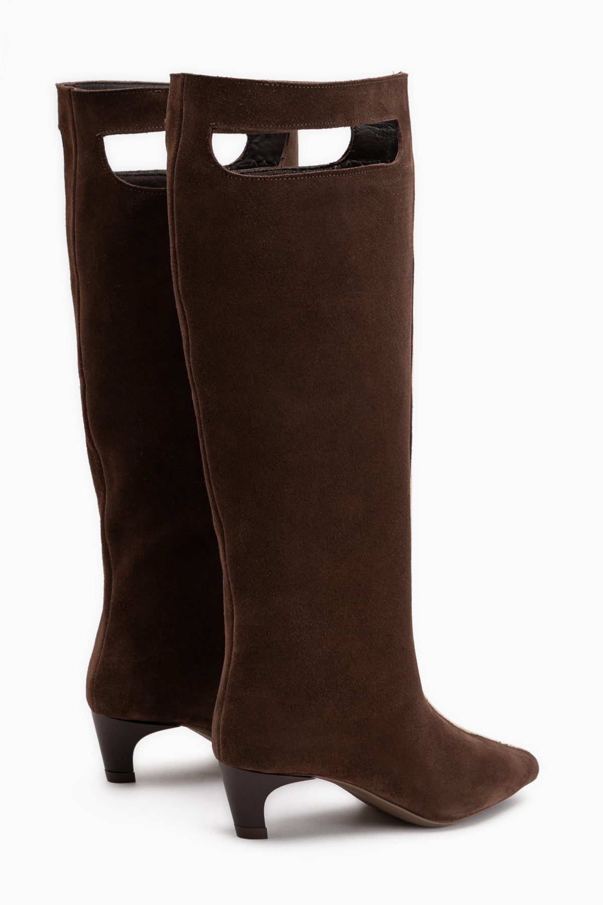 Gena Genuine Leather Brown Suede Short Heeled Women’s Boots